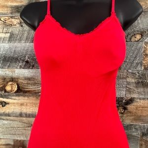 Grane Tank Top in Vibrant Red - Lace Lining and Spaghetti Straps
